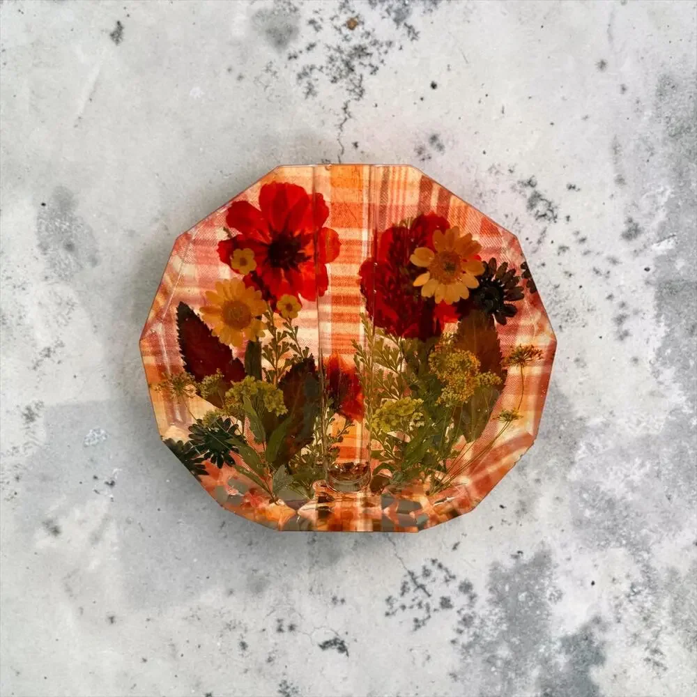 Forever Bloom Autumn Tapestry Epoxy Resin Bud Vase | Pressed Fall Flowers